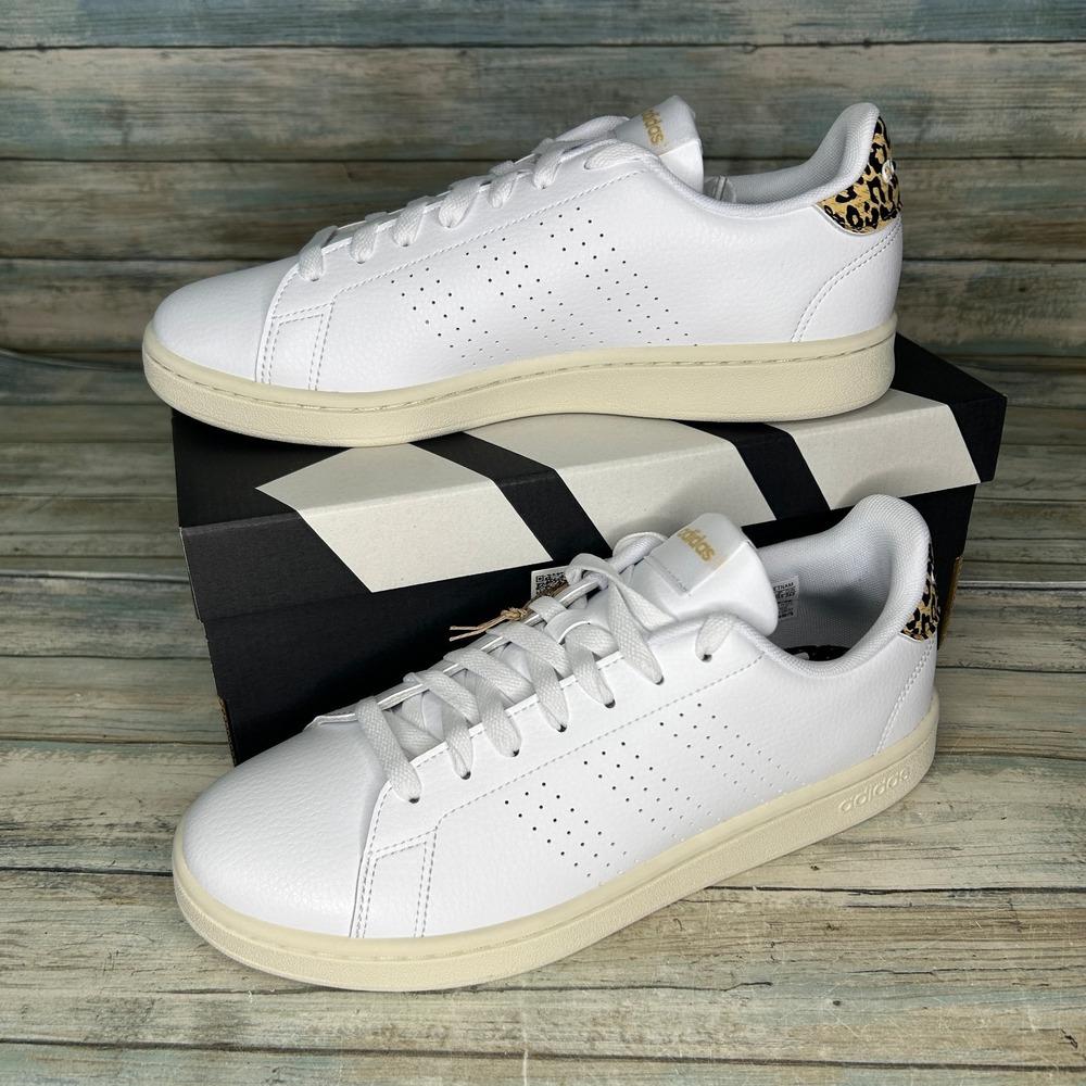 Adidas Women Advantage Shoes‎ Sneakers Size 9.5 Tennis White GW4850 Leopard - Picture 2 of 9